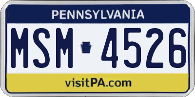 PA license plate MSM4526
