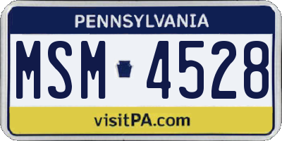 PA license plate MSM4528