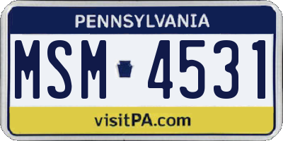 PA license plate MSM4531