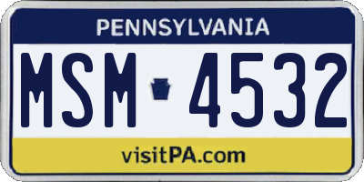 PA license plate MSM4532