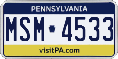 PA license plate MSM4533