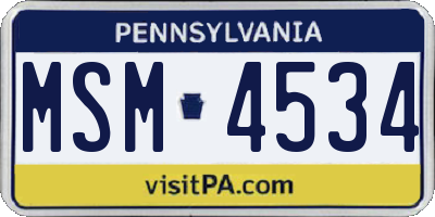 PA license plate MSM4534