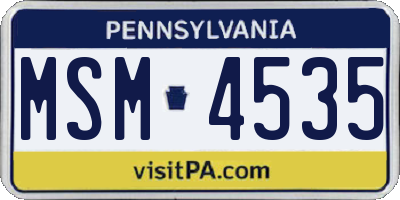 PA license plate MSM4535