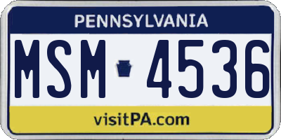 PA license plate MSM4536