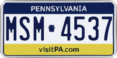 PA license plate MSM4537