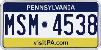 PA license plate MSM4538