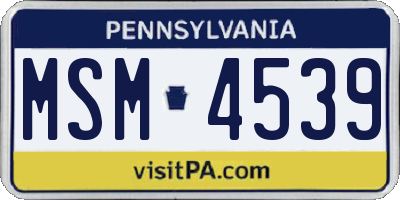 PA license plate MSM4539