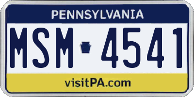 PA license plate MSM4541