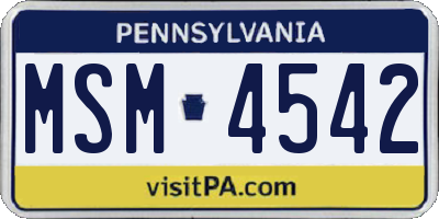 PA license plate MSM4542