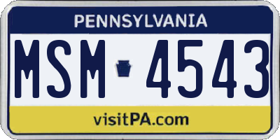 PA license plate MSM4543