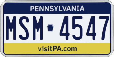 PA license plate MSM4547