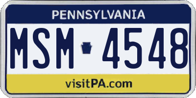 PA license plate MSM4548
