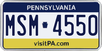 PA license plate MSM4550