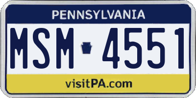 PA license plate MSM4551