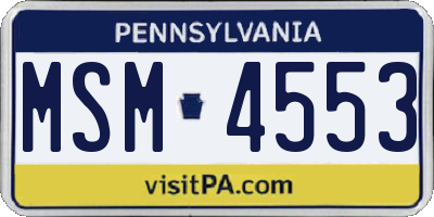 PA license plate MSM4553