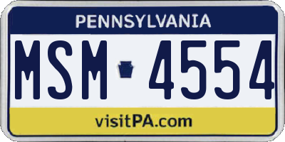 PA license plate MSM4554