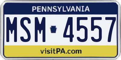 PA license plate MSM4557