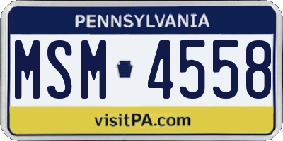 PA license plate MSM4558