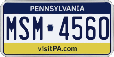 PA license plate MSM4560