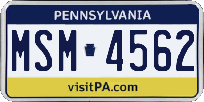 PA license plate MSM4562