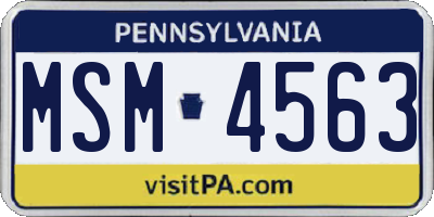 PA license plate MSM4563