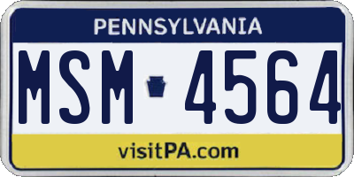 PA license plate MSM4564