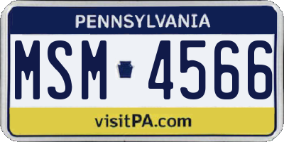 PA license plate MSM4566