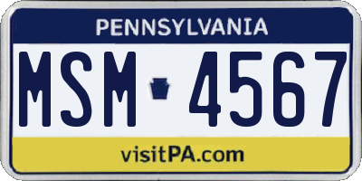PA license plate MSM4567