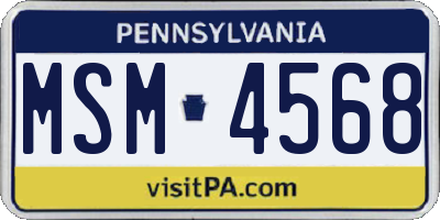 PA license plate MSM4568