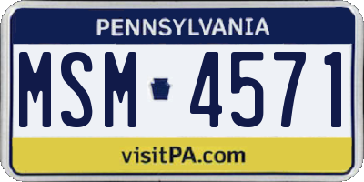 PA license plate MSM4571
