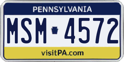 PA license plate MSM4572
