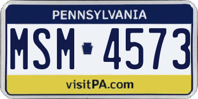 PA license plate MSM4573