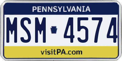 PA license plate MSM4574