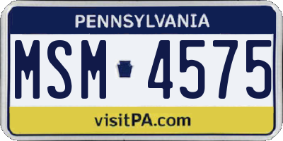 PA license plate MSM4575