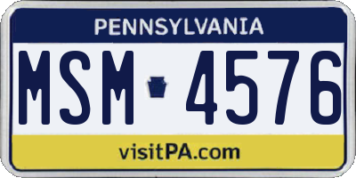 PA license plate MSM4576