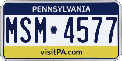PA license plate MSM4577