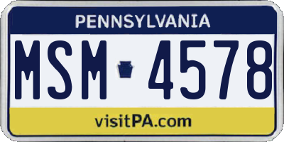 PA license plate MSM4578