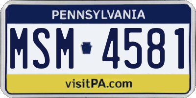 PA license plate MSM4581