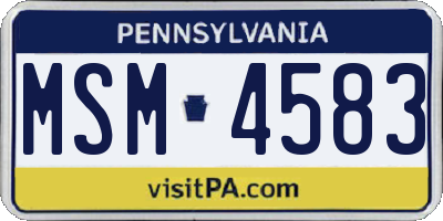 PA license plate MSM4583