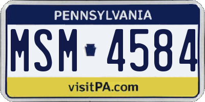 PA license plate MSM4584
