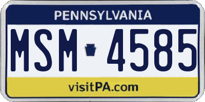 PA license plate MSM4585