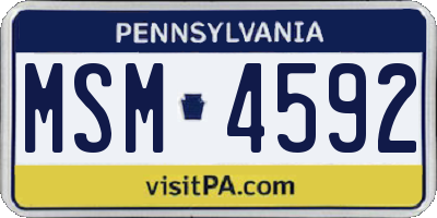 PA license plate MSM4592