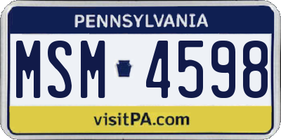 PA license plate MSM4598