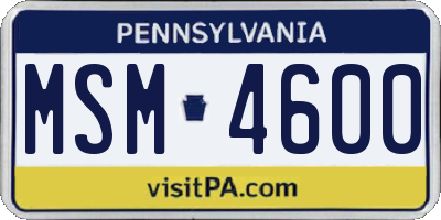 PA license plate MSM4600