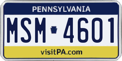 PA license plate MSM4601