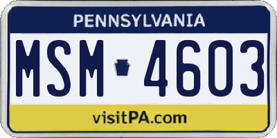 PA license plate MSM4603