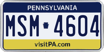 PA license plate MSM4604