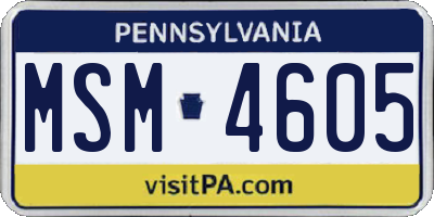 PA license plate MSM4605