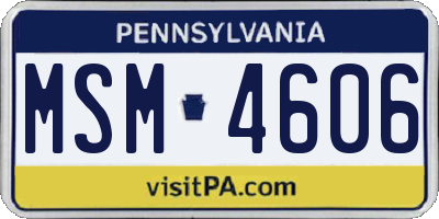 PA license plate MSM4606