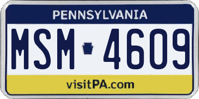 PA license plate MSM4609